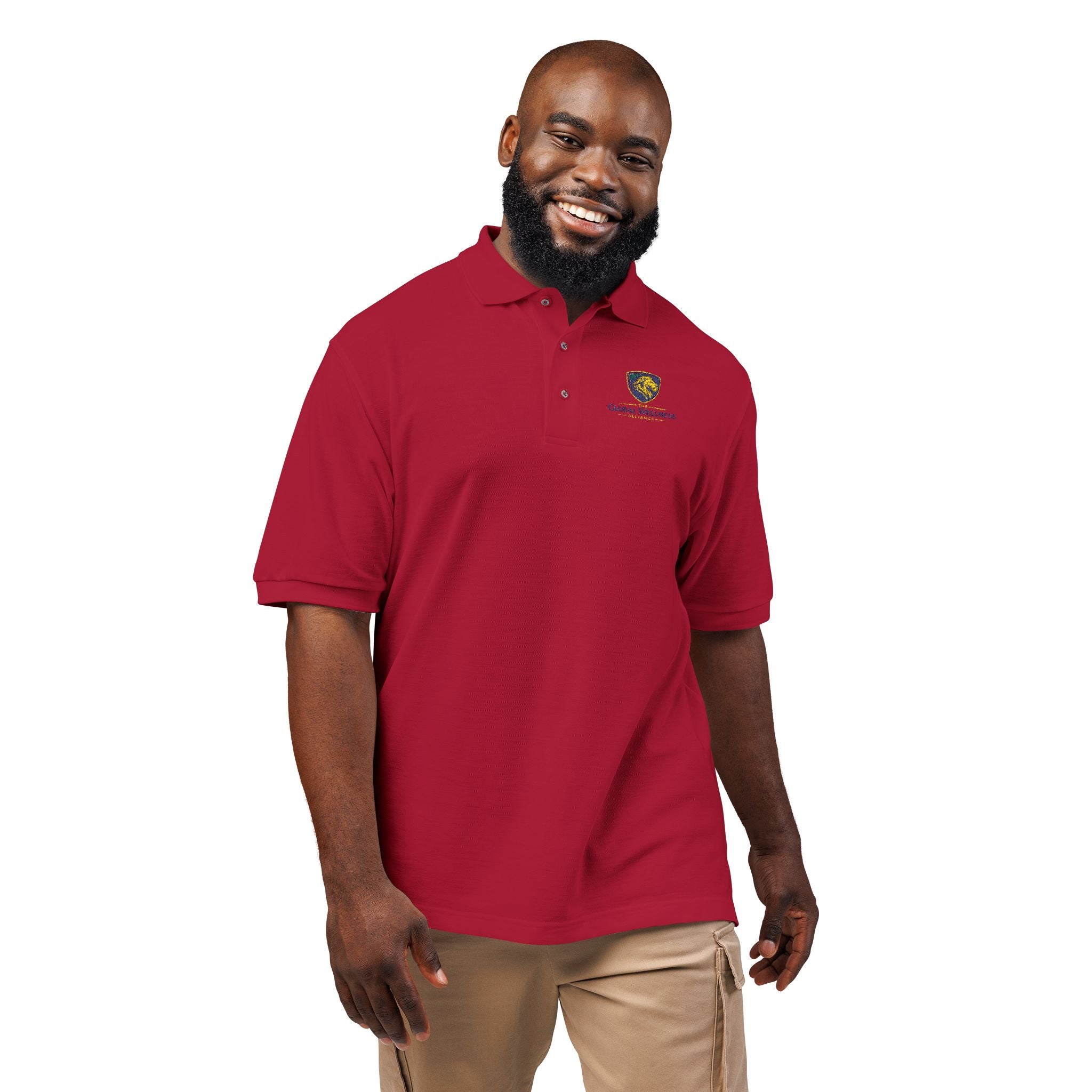 Embroidered Lion Crest Polo Shirt — Classic Club Logo Polo